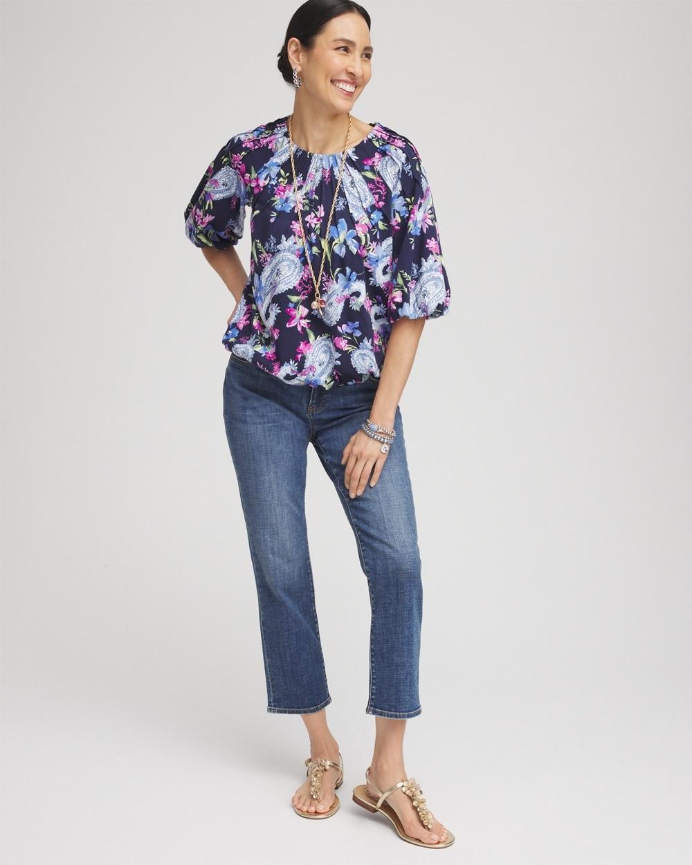 Paisley Pintuck Bubble Hem Top Product Image