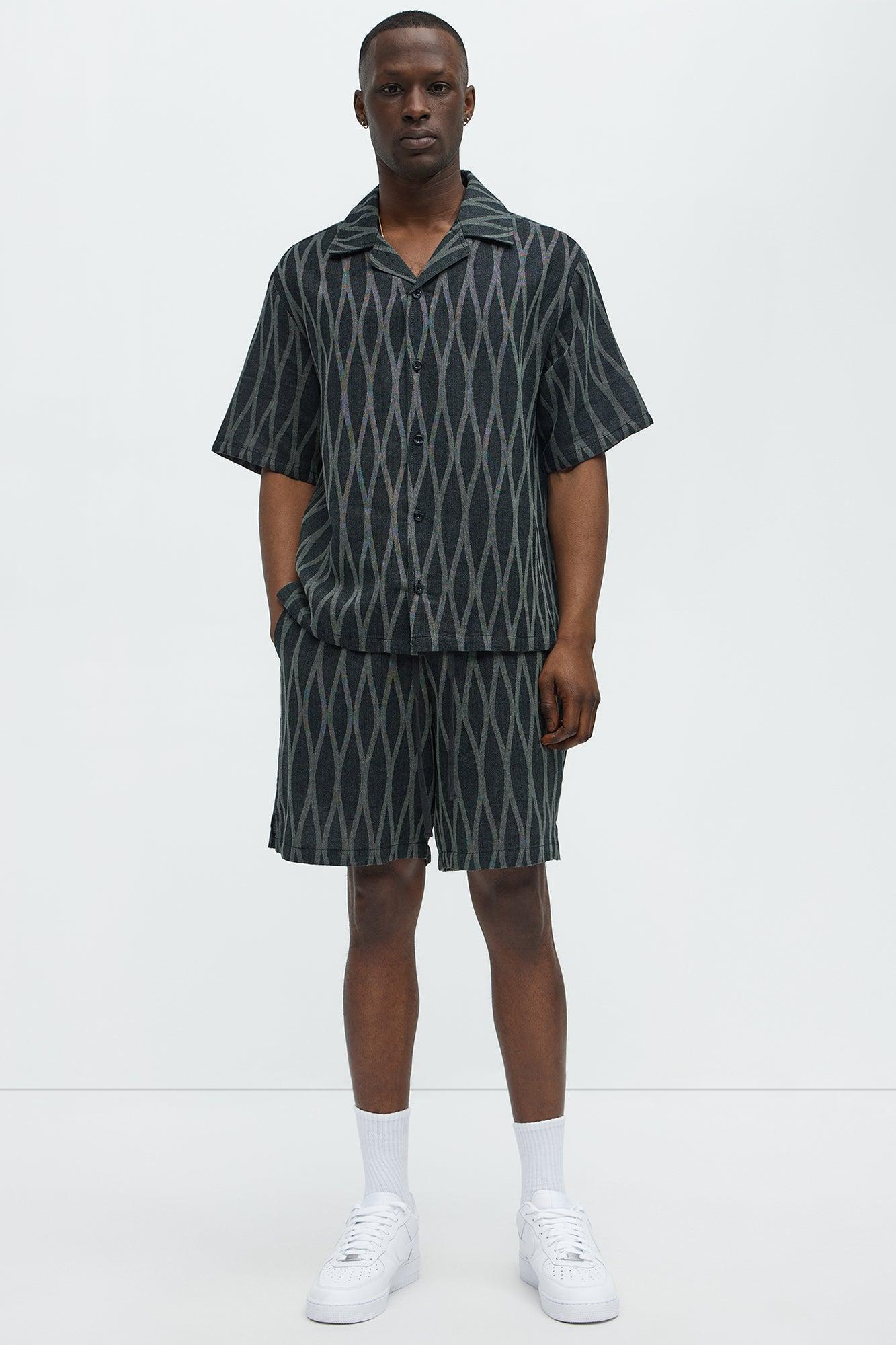 Waved Lines Shorts - Black/combo Product Image