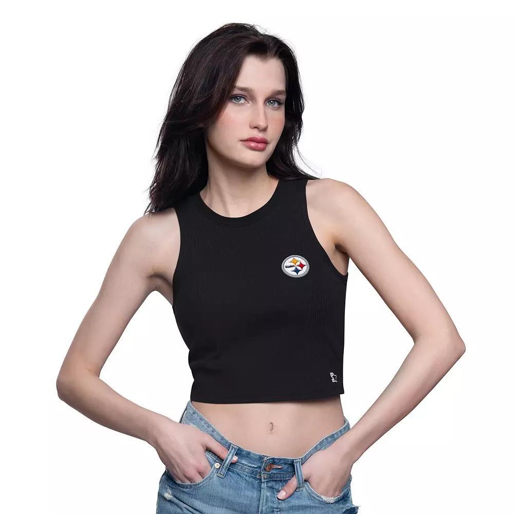 Women's Starter  Black Las Vegas Raiders Show Up Cropped Tank Top, Size: Small, Lvr Black Product Image