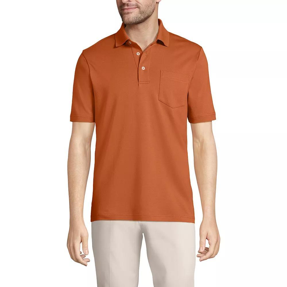 Big & Tall Lands End Super Soft Supima Pocket Polo, Mens Pale Grey Blue Product Image