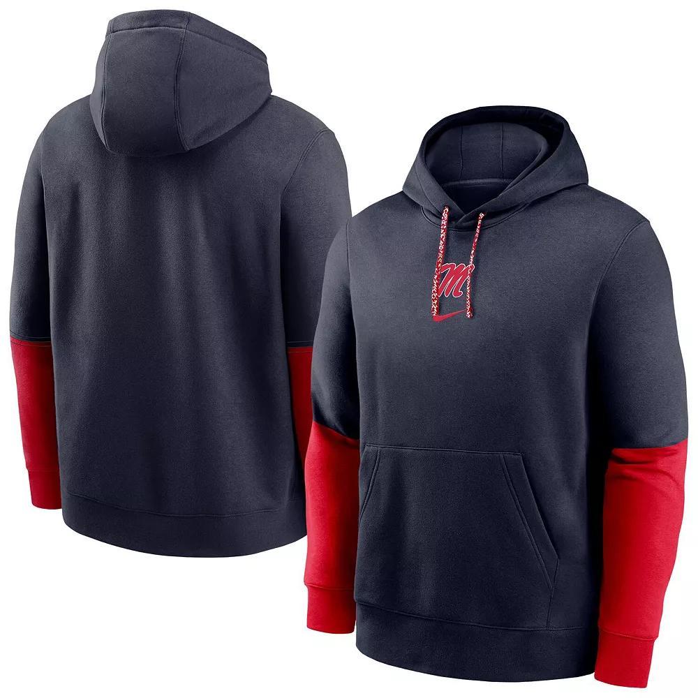 Men's Nike Navy Ole Miss Rebels 2024 Sideline Club Fleece Pullover Hoodie, Size: Large, Blue Product Image