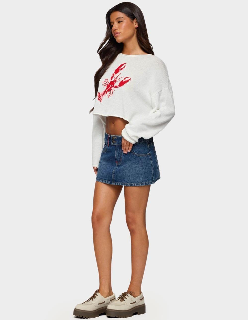 EDIKTED Lobster Babe Oversized Knit Top - WHITE Product Image