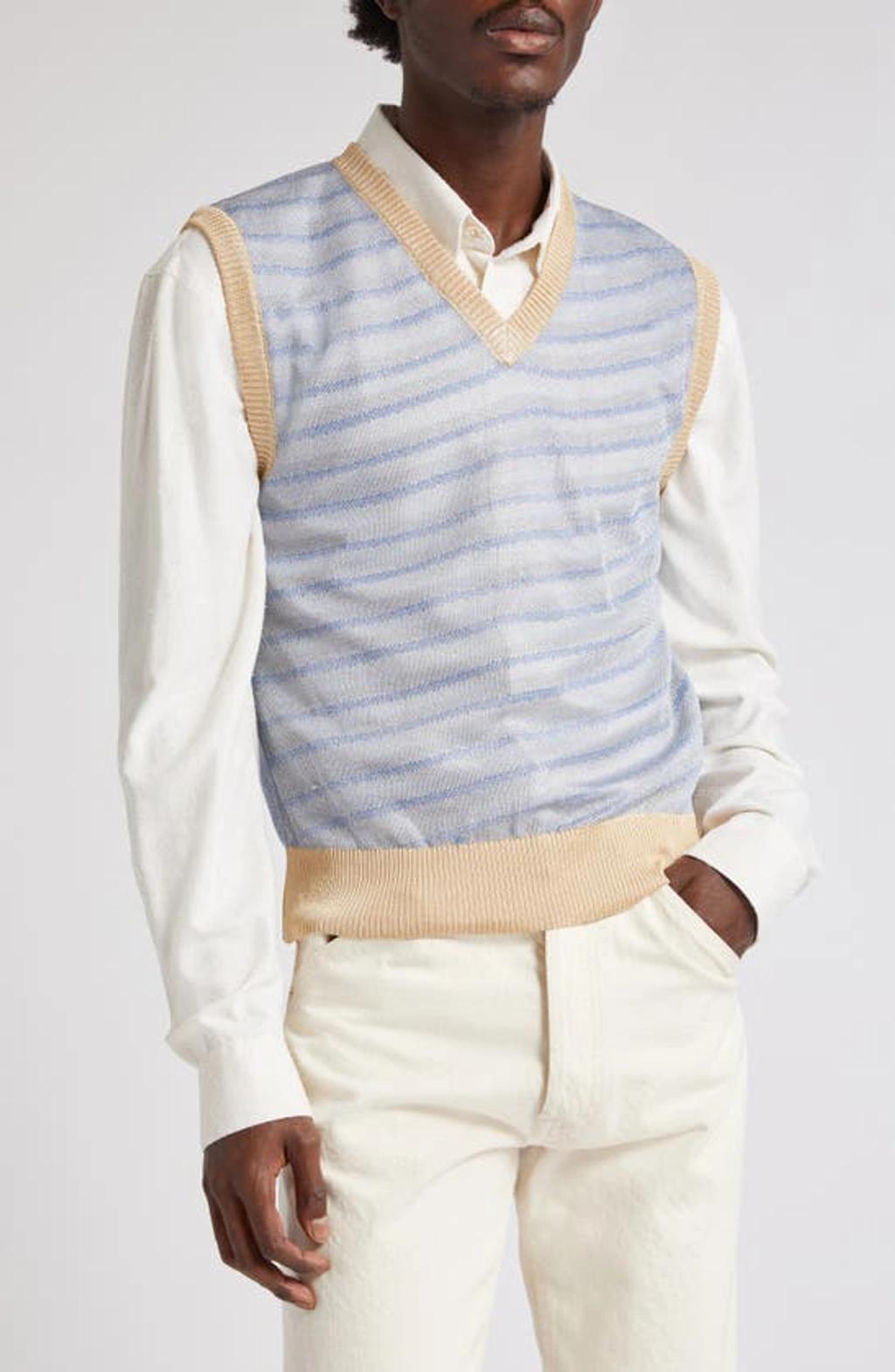 OUR LEGACY Static Stripes Knitted Vest Blue Product Image