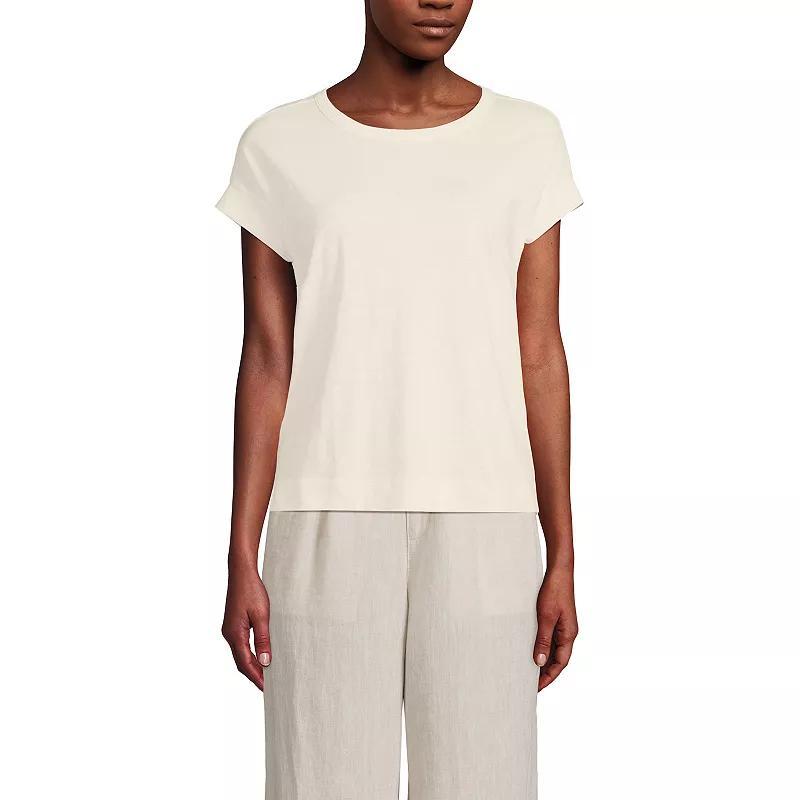 Women's Lands' End Short Sleeve Boxy Slub Tee, Size: Small, Ivory Product Image