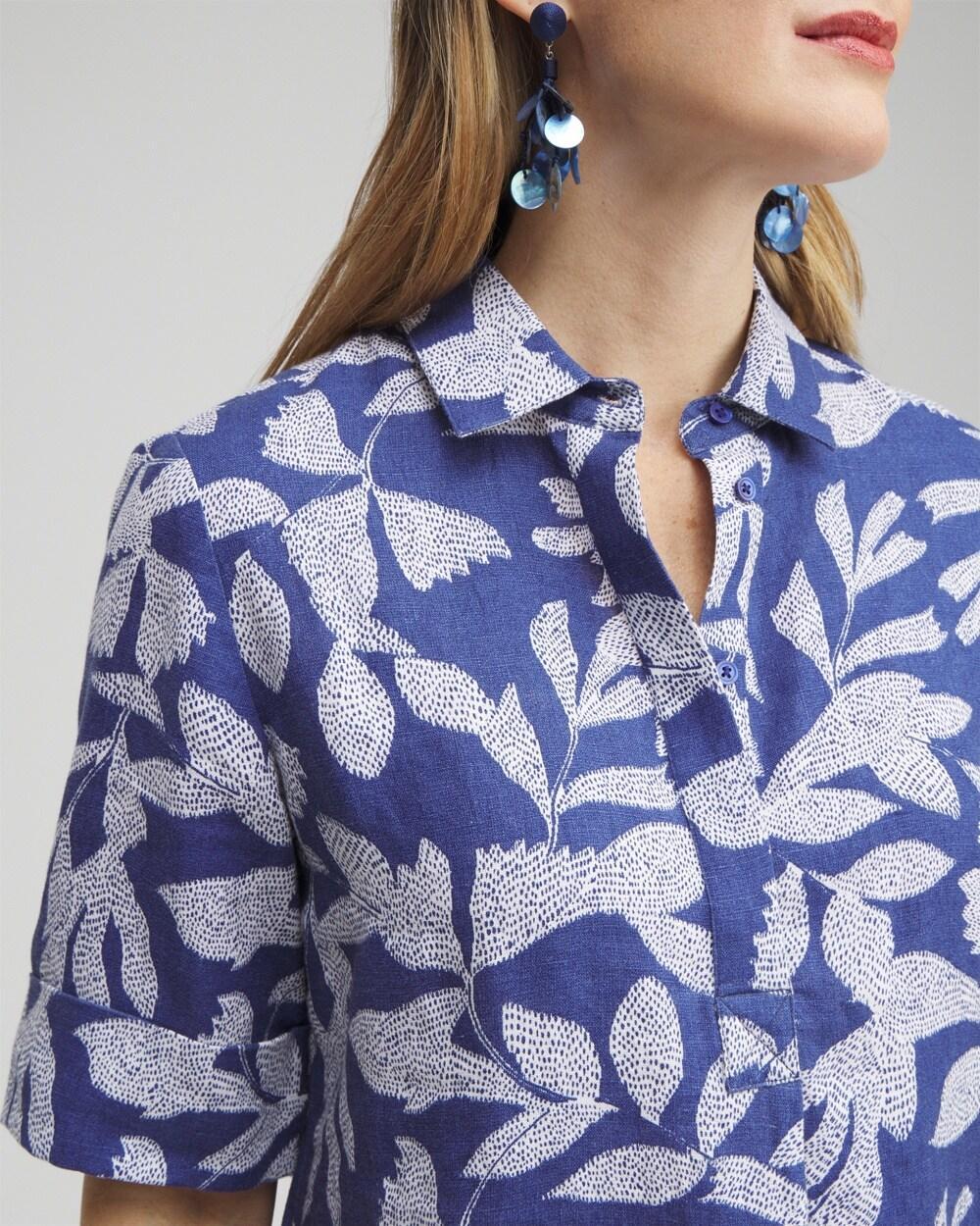 Linen Leaf Print Popover Dress Product Image