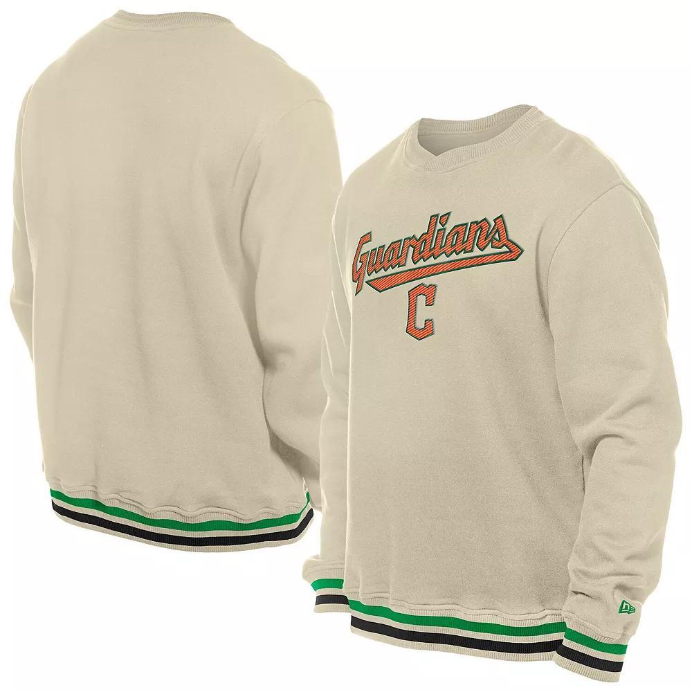 Men's New Era  Cream Cleveland Guardians St. Patrick's Day Twill Pullover Sweatshirt, Size: Medium, Grd Beige Product Image