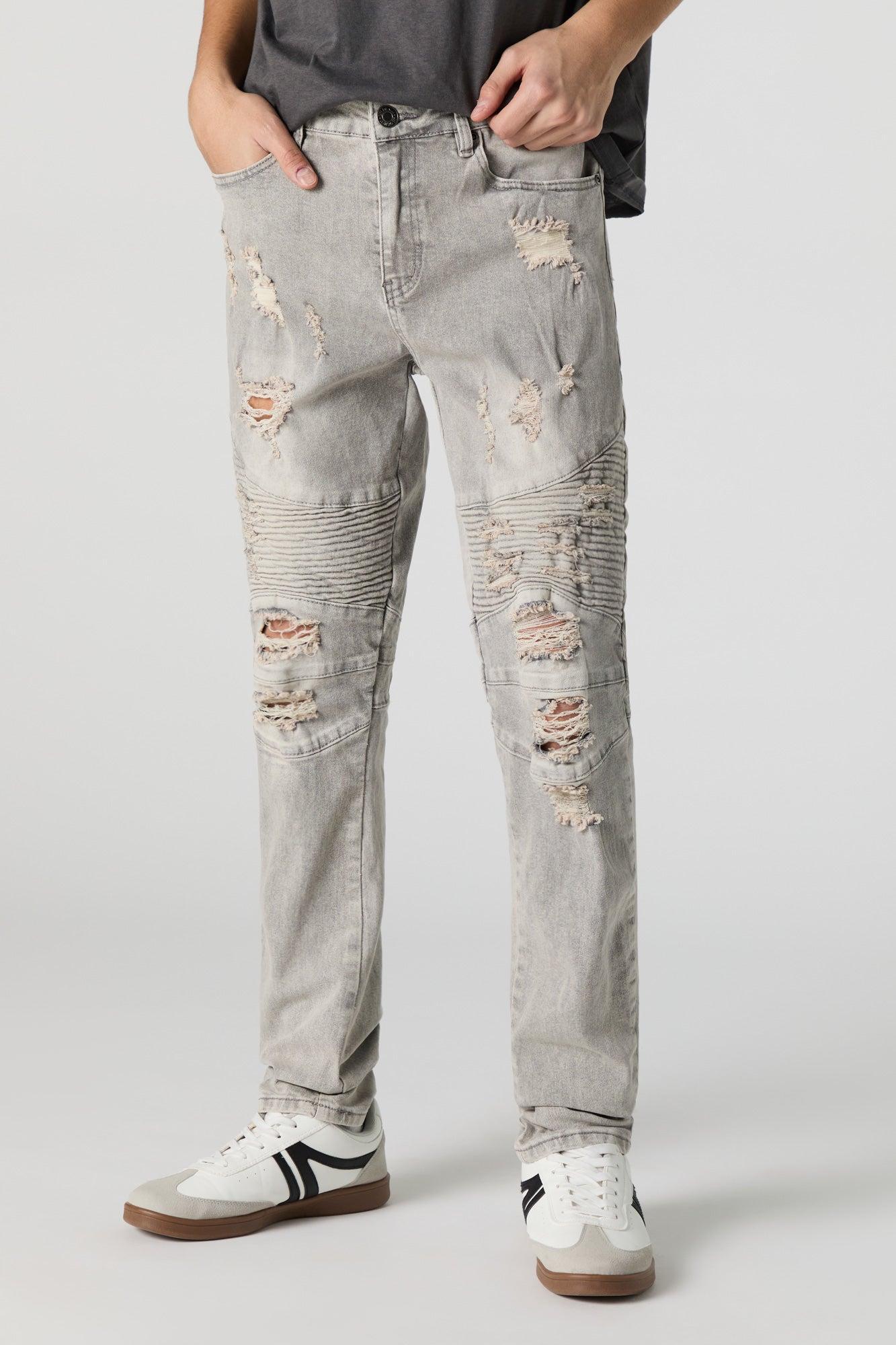 Distressed Moto Skinny Jean Male Product Image