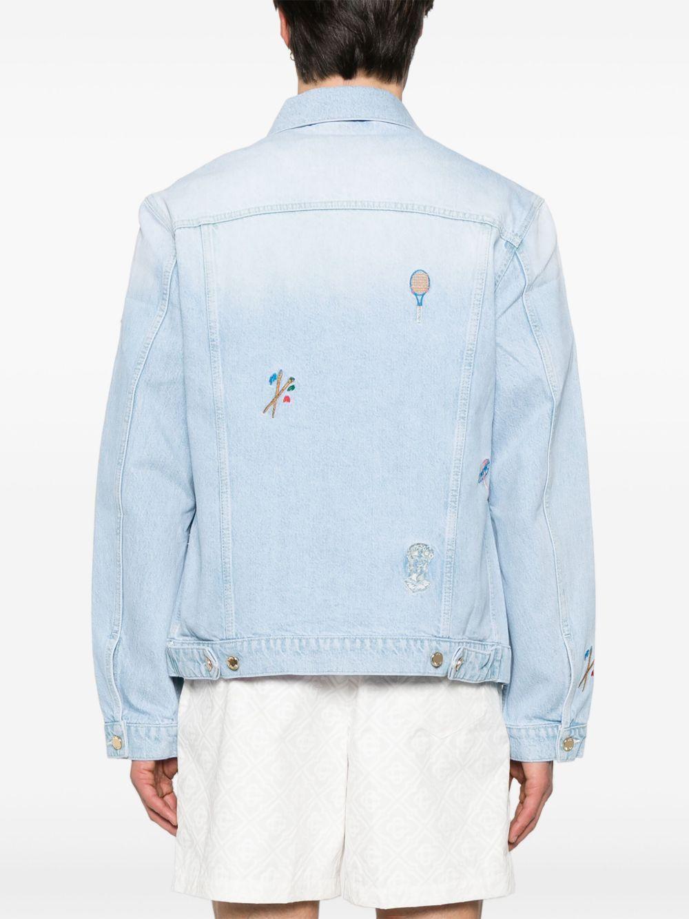 embroidered denim jacket Product Image