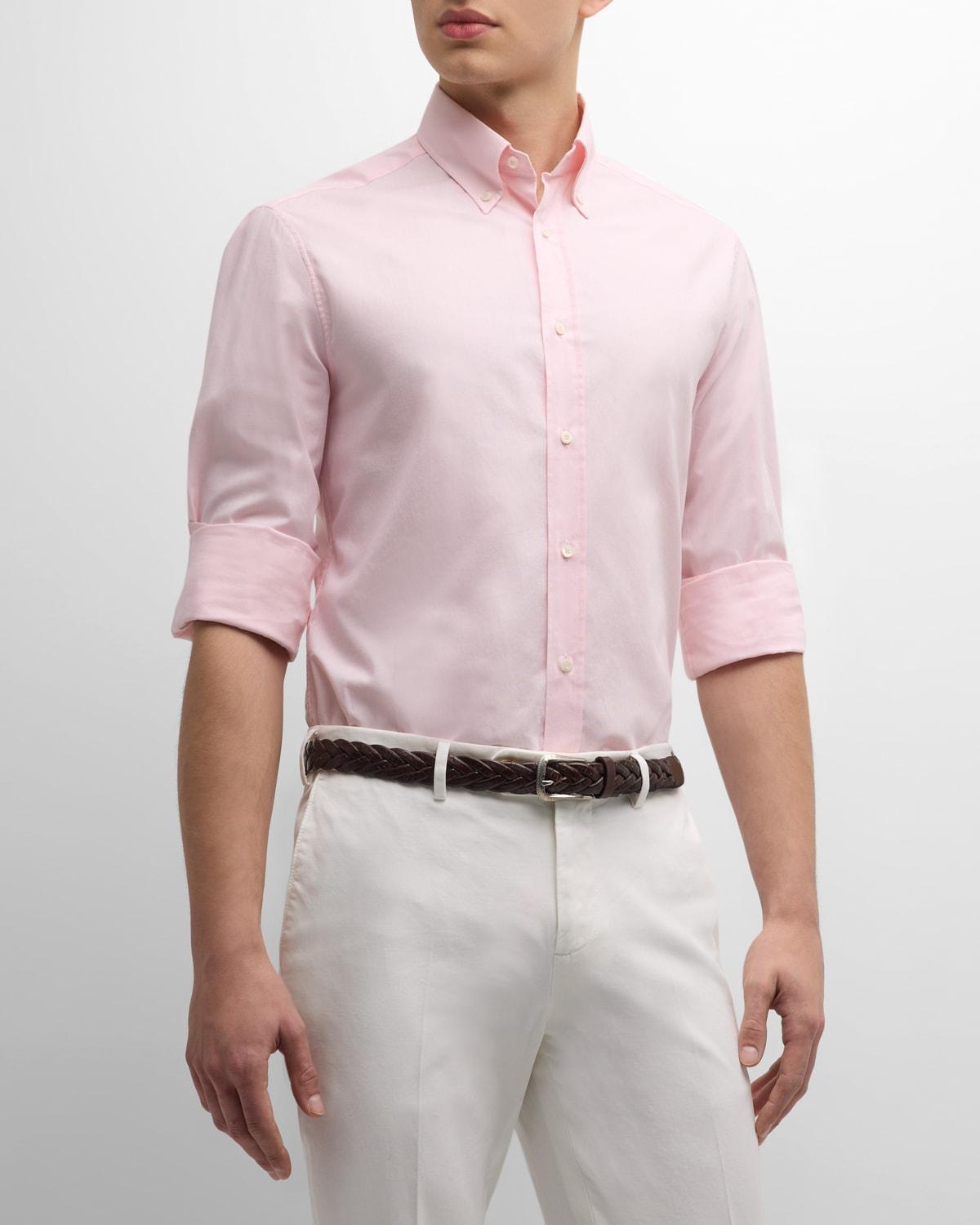 Men's Solid Cotton Sport Shirt Product Image