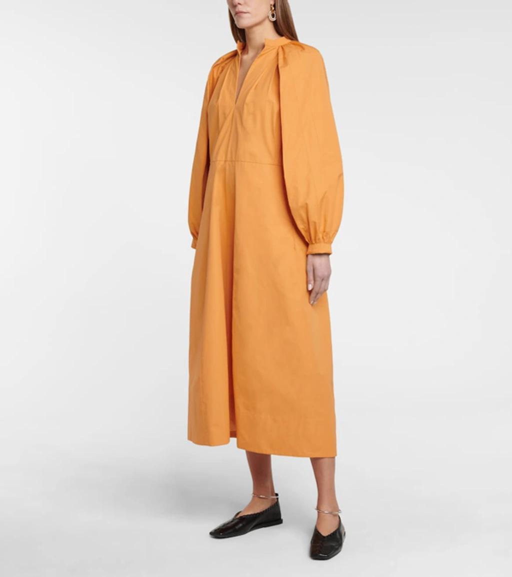 JIL SANDER Cotton Poplin Midi Dress In Yellow Product Image