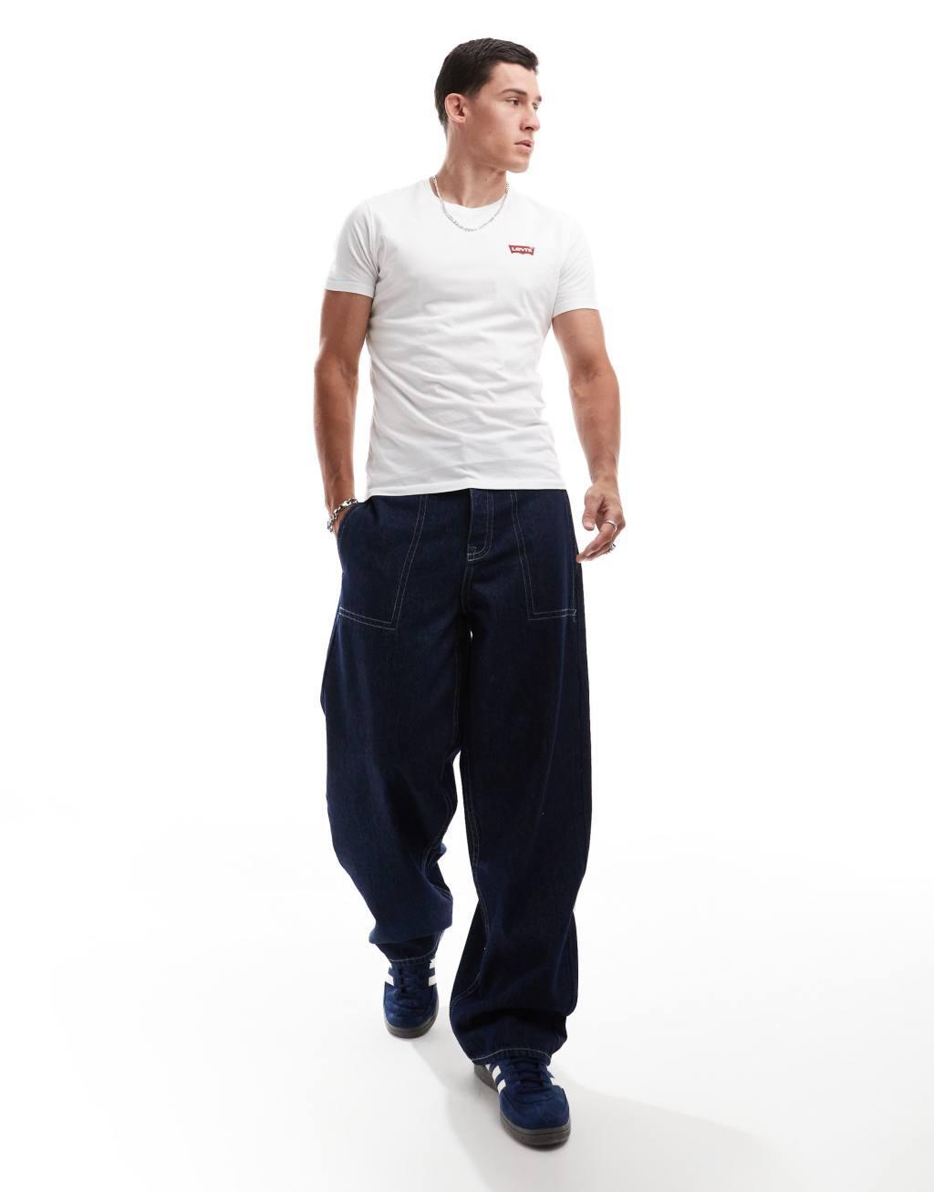 Levi's 2 pack batwing logo t-shirt in white/navy Product Image