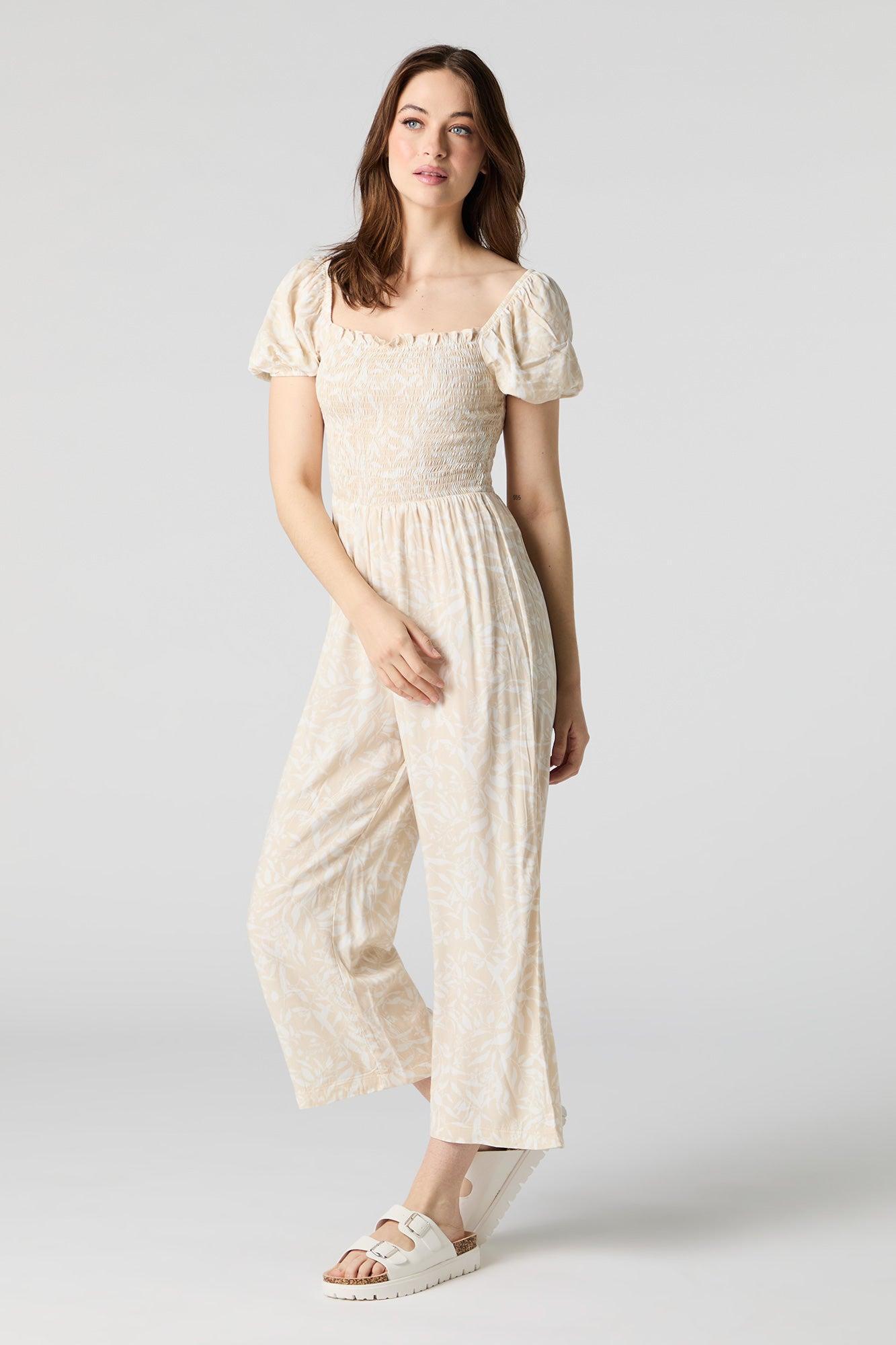 Printed Smocked Jumpsuit Female Product Image