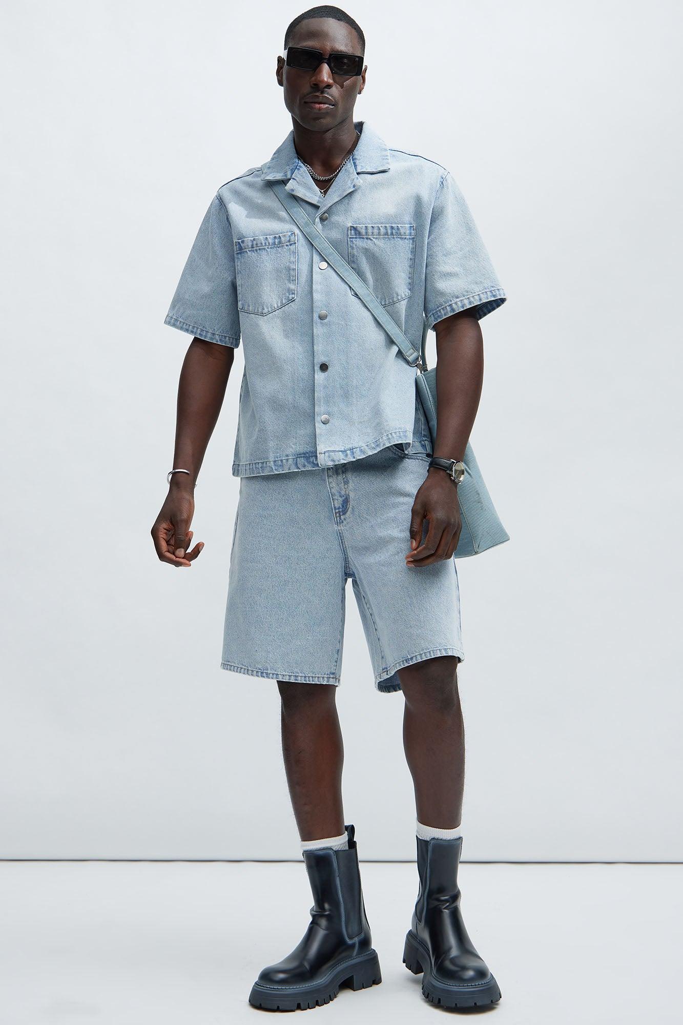Colin True Denim Button Up Shirt - Light Blue Wash Product Image