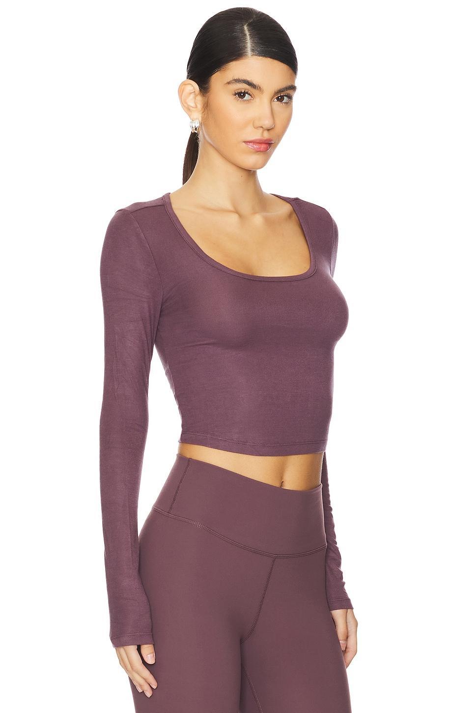 Long Sleeve Cropped Scoop Neck Top IVL Collective Product Image