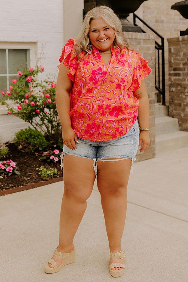 Mimosas Sippin' Floral Top Curves Product Image