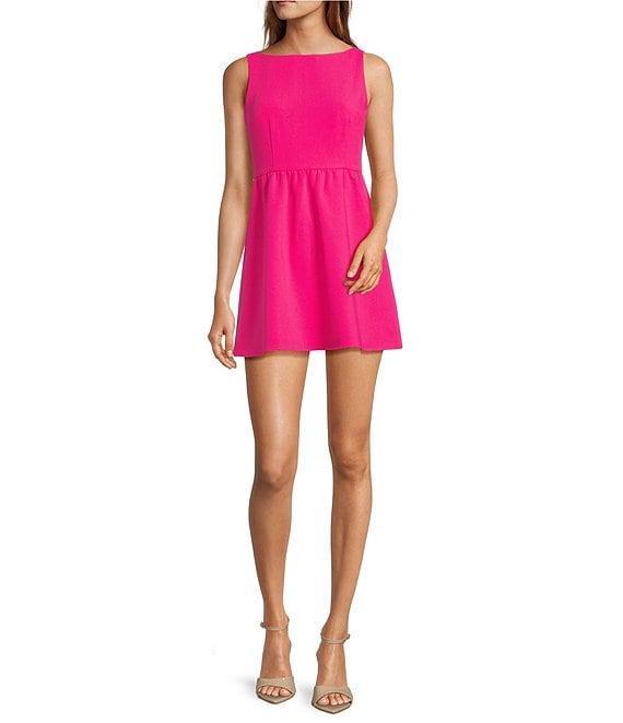 French Connection Boat Neck Sleeveless Whisper Mini Dress Product Image