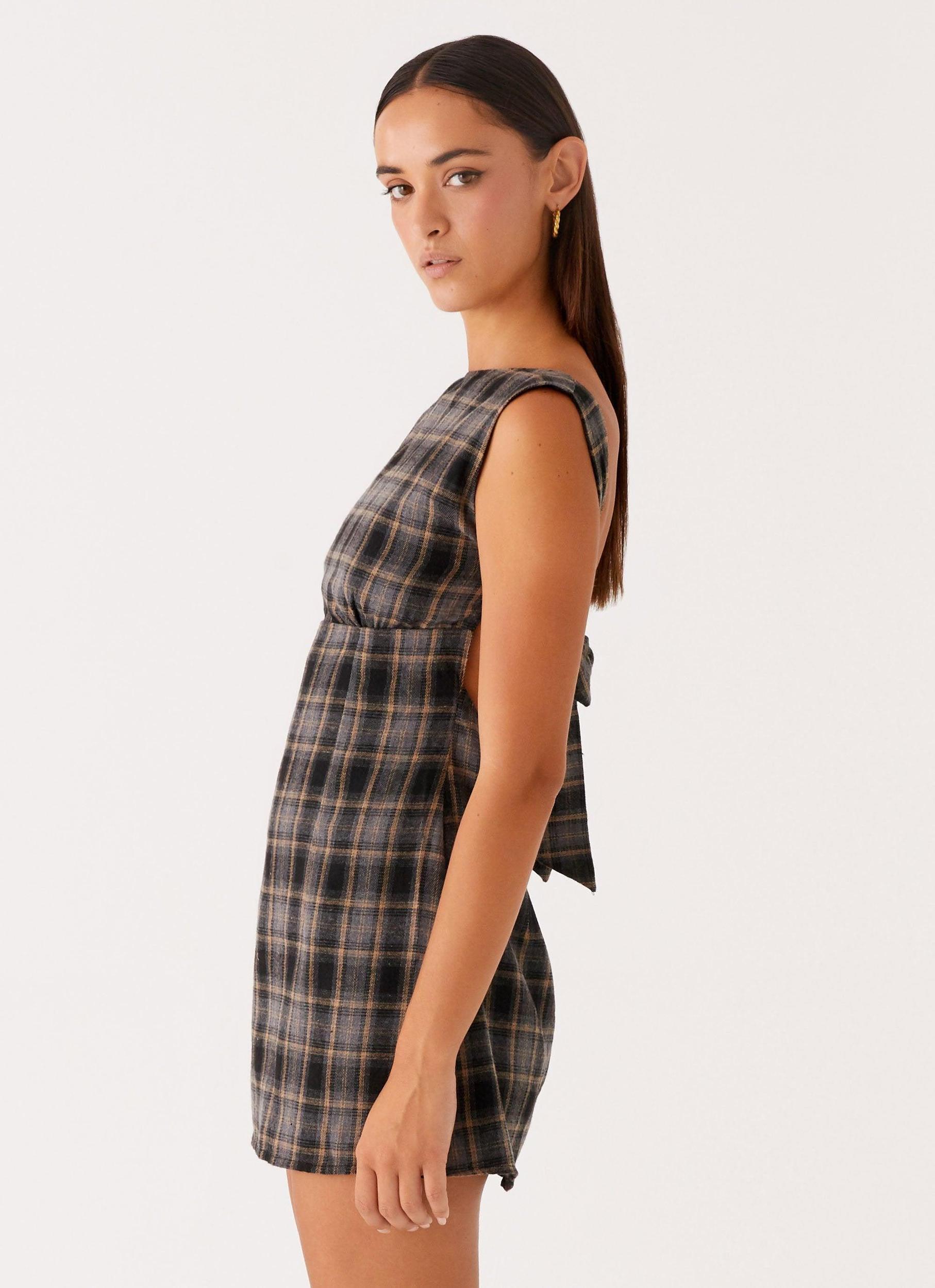 Vella Mini Dress - Brown Check Product Image