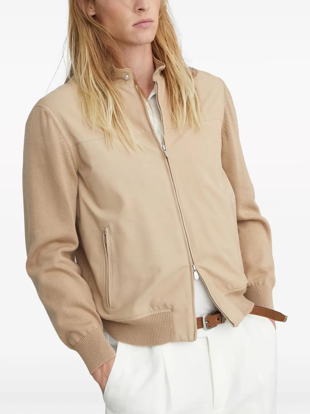 panelled leather jacket Product Image