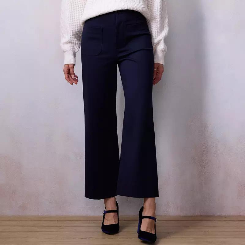 Women's LC Lauren Conrad Super High Rise Wildflower Wide Leg Crop Pants, Size: 2 T/Large, Blue Abundance Product Image