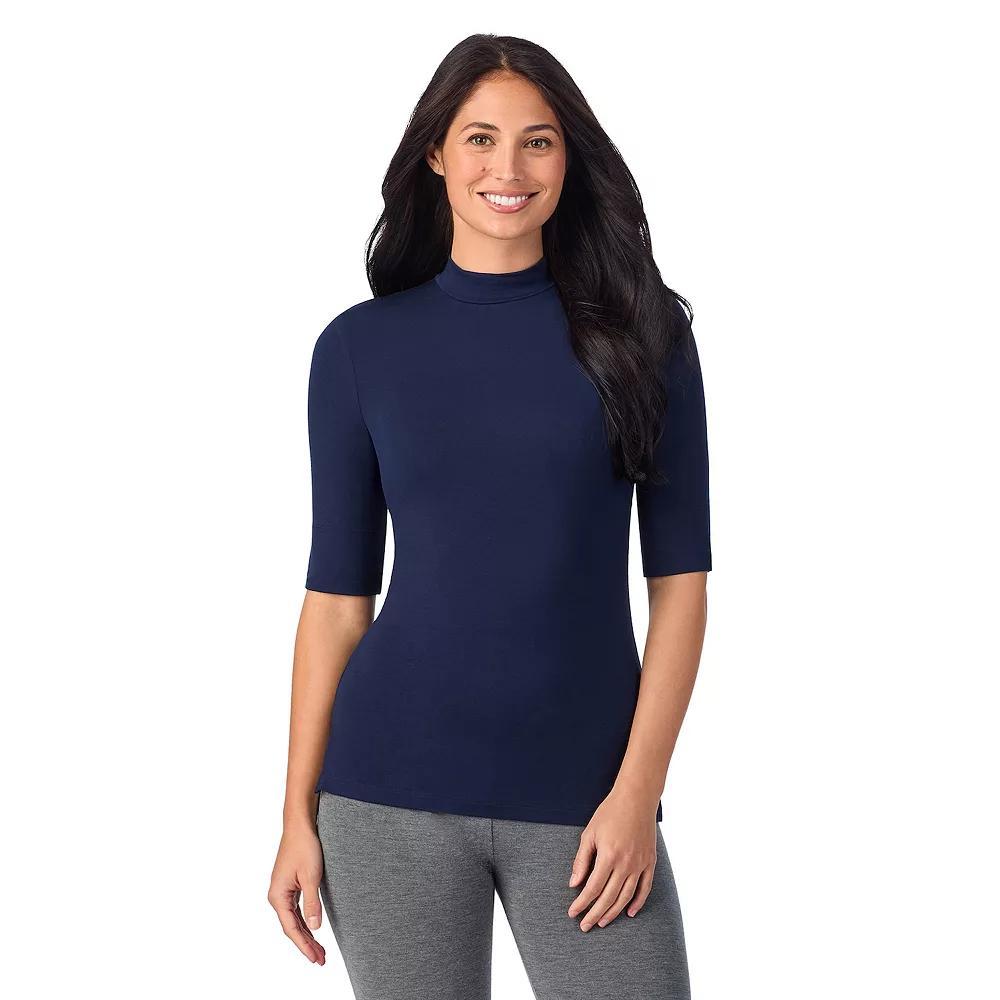 Women's Cuddl Duds® Softwear with Stretch Elbow Sleeve Mockneck Top, Size: XL, Blue Product Image