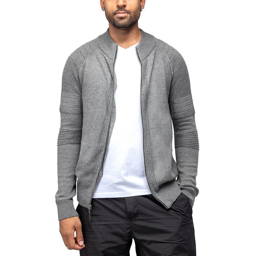 Men's Xray Zip-Up Sweater With Stand-Up Collar, Size: 6XL, Grey Gray Product Image