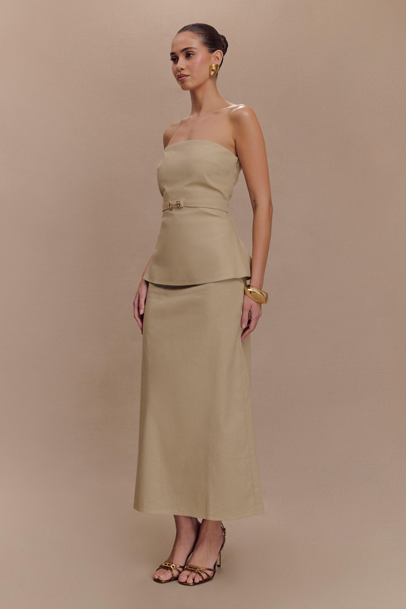 Dora Strapless Linen Top - Natural Product Image