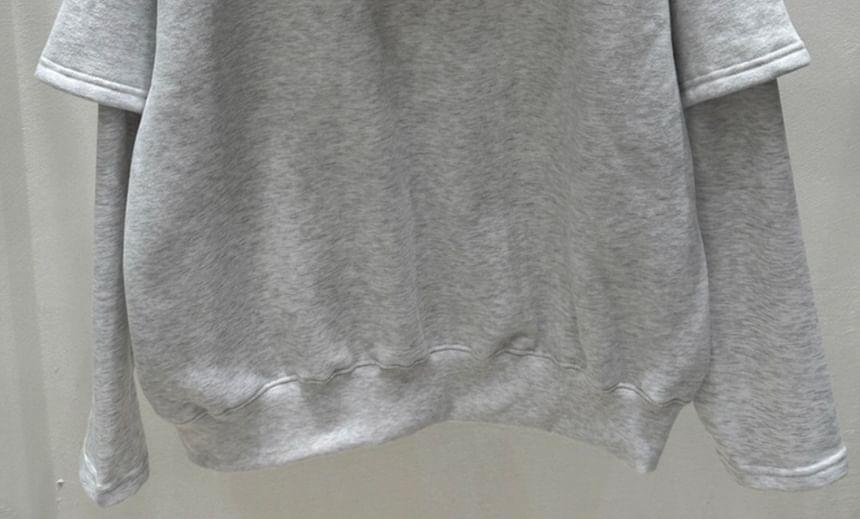 Lettering Mock Two-Piece Oversized Hoodie Product Image