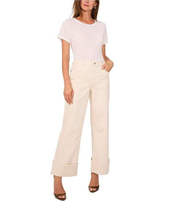 1. STATE Mid Rise Wide Leg Roll Cuff Denim Jeans Product Image