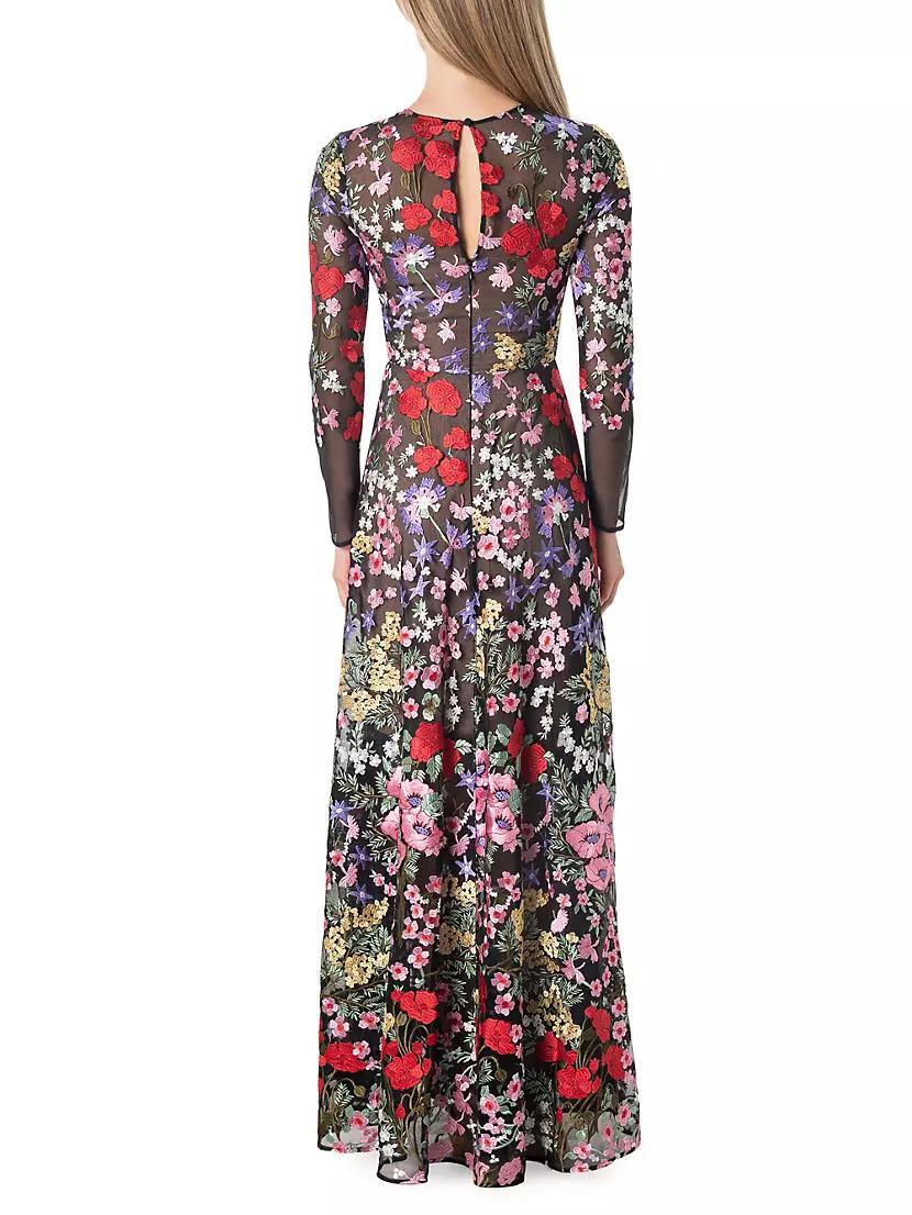 Ava Embroidered Floral Gown Product Image