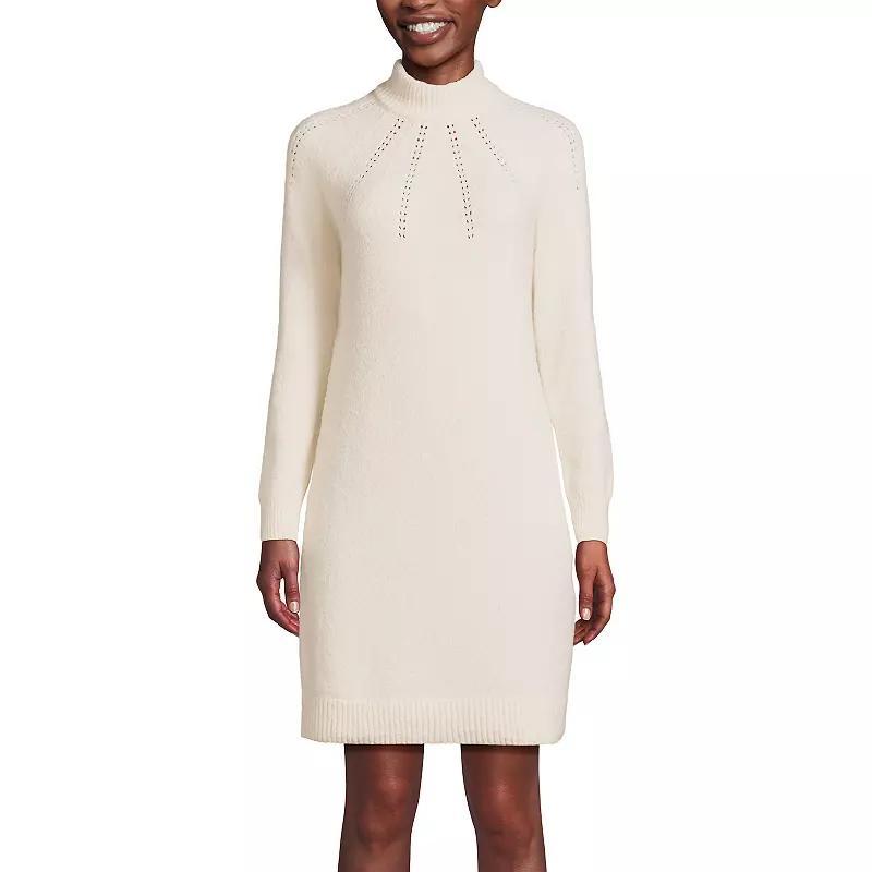 Women's Lands' End Boucle Long Sleeve Mock Neck Sweater Dress, Size: XS, Vicuna Grey Product Image