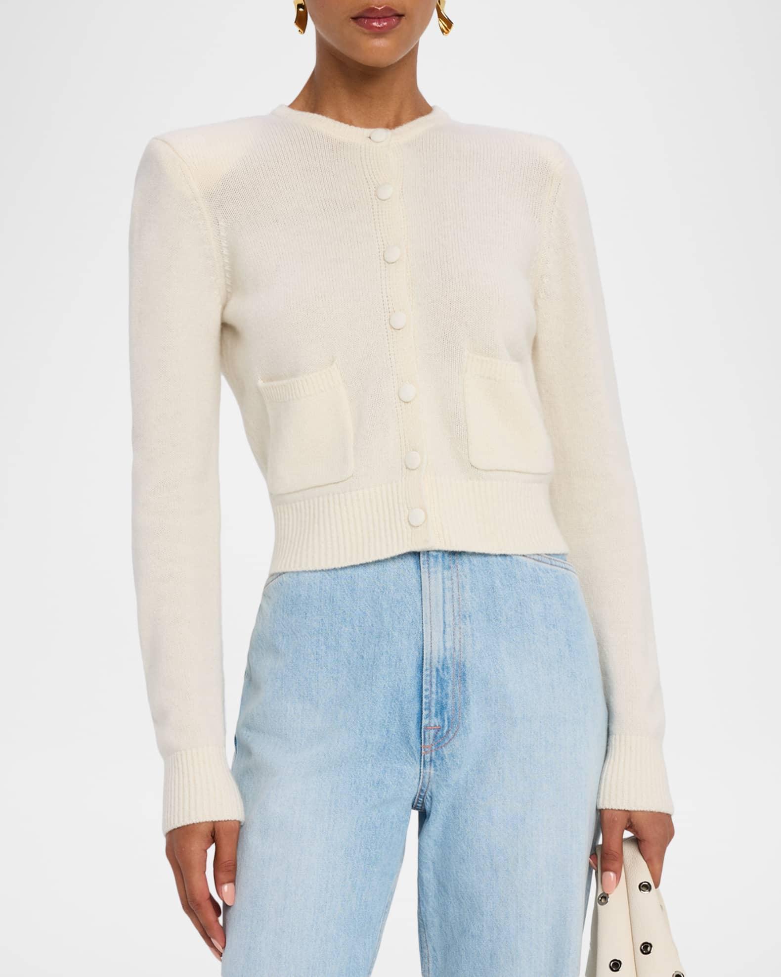 Emilia Shoulder-Pad Cashmere Cardigan Product Image