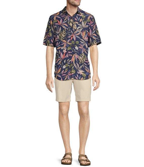 Caribbean Big & Tall Tropical Floral Print Short Sleeve Woven Shirt Product Image
