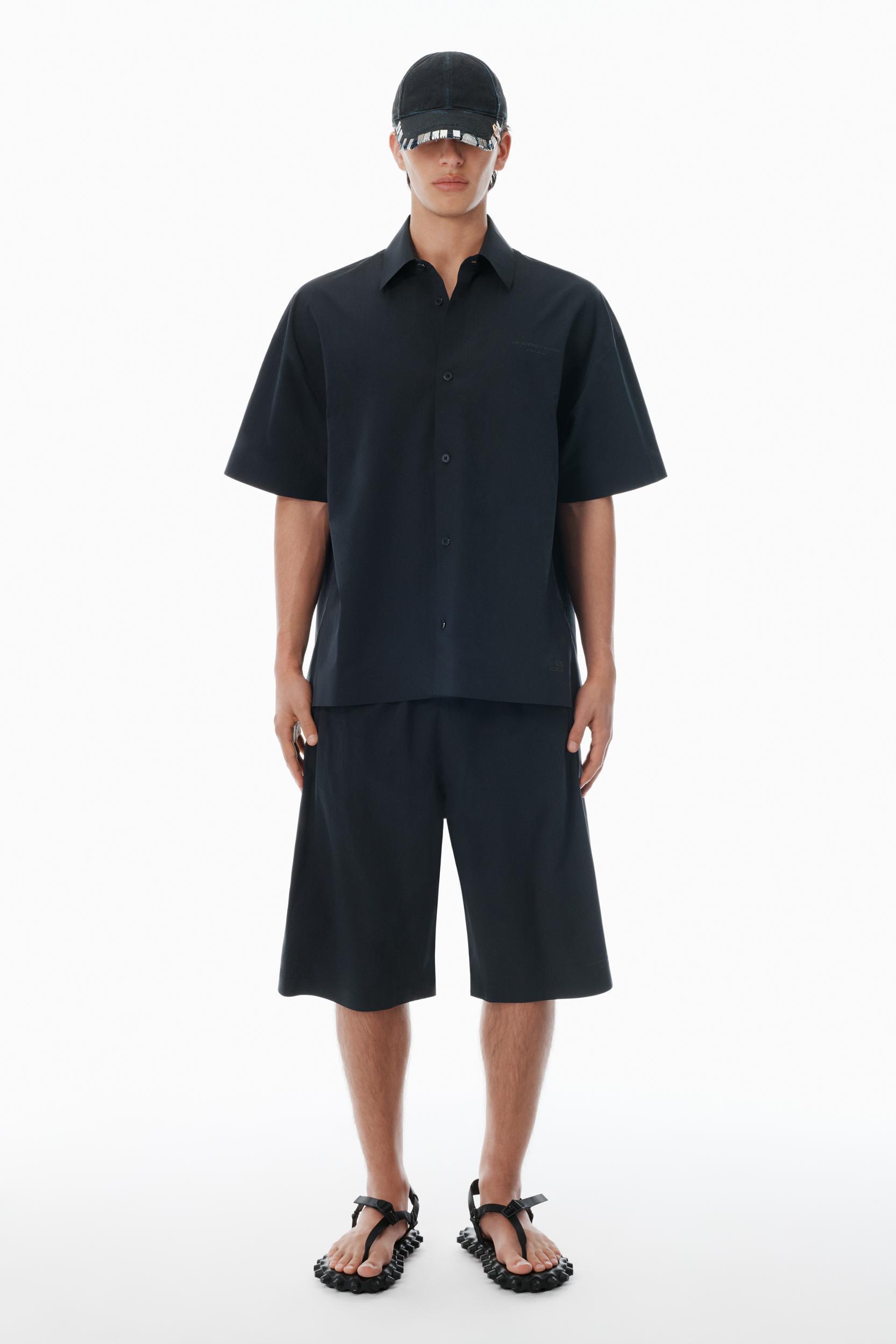 Black Laser-cut Logo Button Up Shirt Product Image
