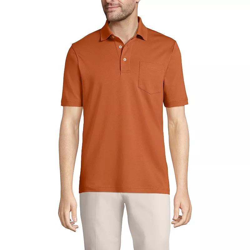 Big & Tall Lands End Super Soft Supima Pocket Polo, Mens Pale Grey Blue Product Image