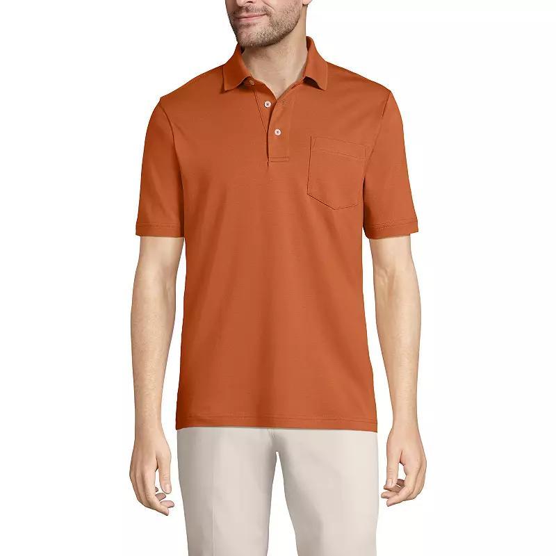 Big & Tall Lands End Super Soft Supima Pocket Polo, Mens Pale Grey Blue Product Image