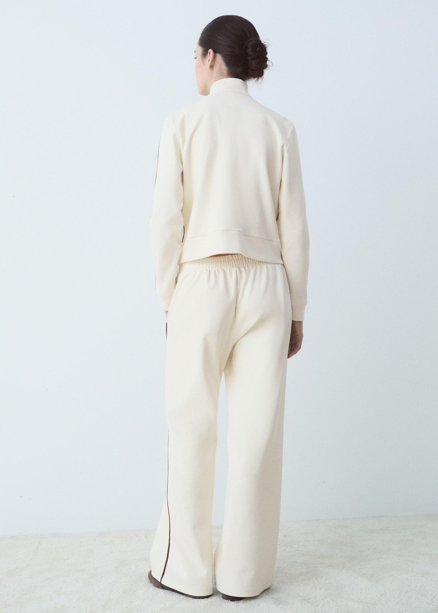 Cotton jogger pants with contrasting stripe - Women | MANGO USA Product Image