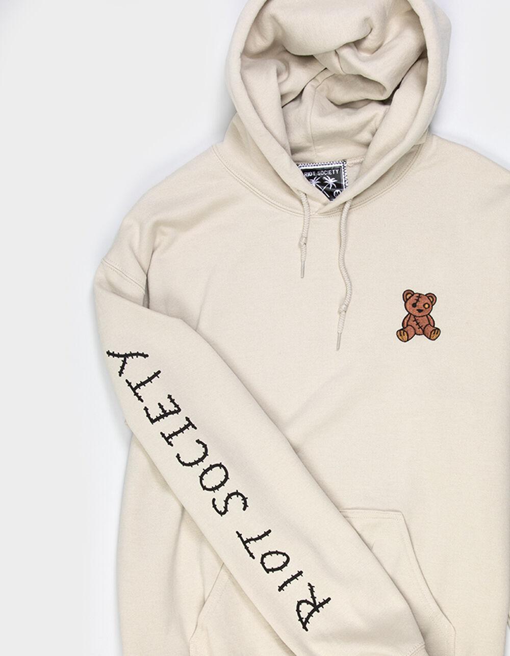 RIOT SOCIETY Teddy Embroidered Mens Hoodie - SAND Product Image