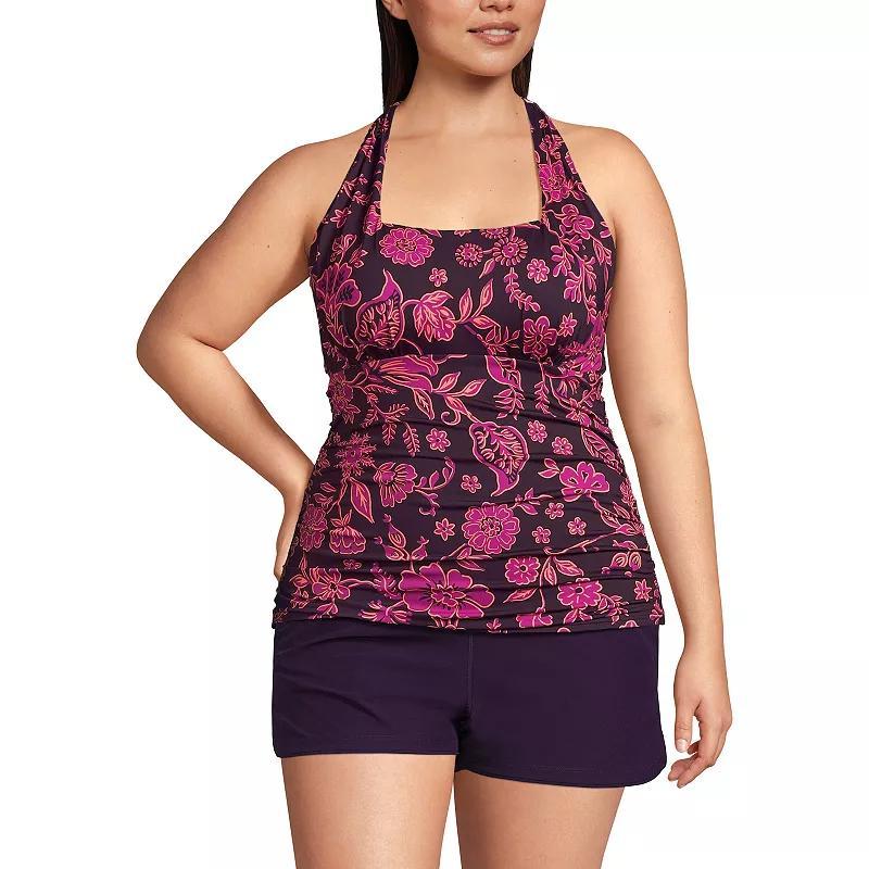 Plus Size Lands' End UPF 50 Squareneck Halter Tankini Swimsuit Top, Women's, Size: 16 W, Strawberry Floral Product Image