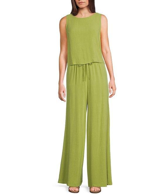 Sadie & Sage Linen Sleeveless Button Back Coordinating Crop Top Product Image