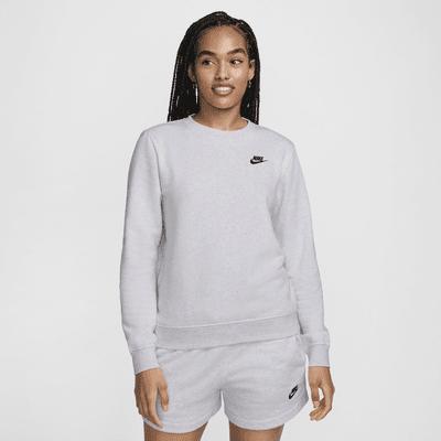 Nike Women's Sportswear Club Fleece Crewneck Sweatshirt in Grey/Birch Heather Size 2XL Cotton/Polyester/Fleece Product Image