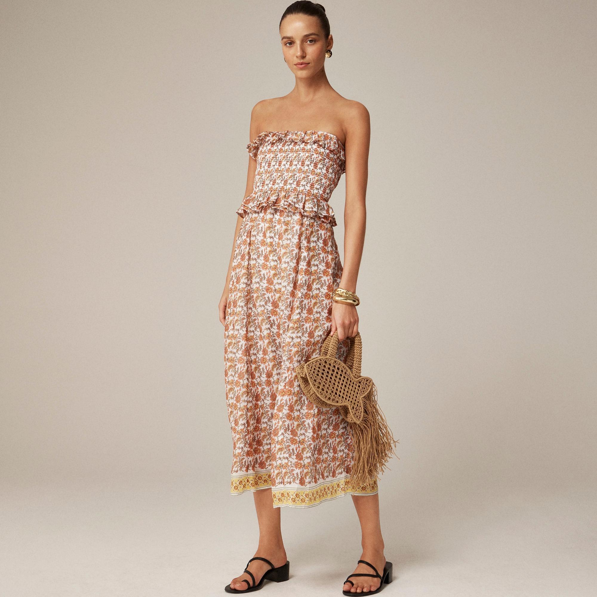Ravenna dress in sunset rose block-print ramie Product Image