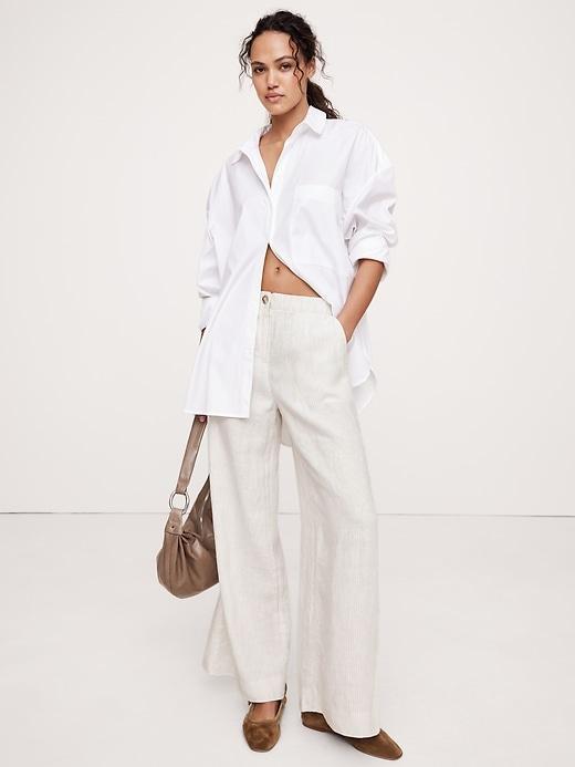 High-Rise Wide-Leg Linen Pull-On Pant Product Image