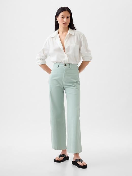 High Stride Wide-Leg Ankle Khakis Product Image