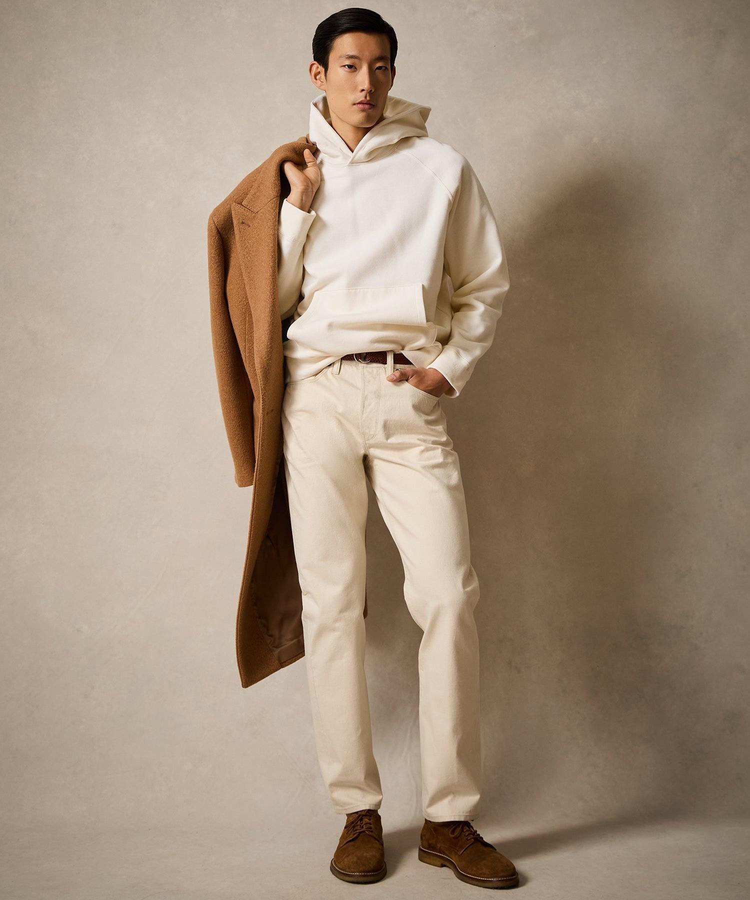 Cotton-Camelhair Fleece Hoodie in Vintage White Product Image