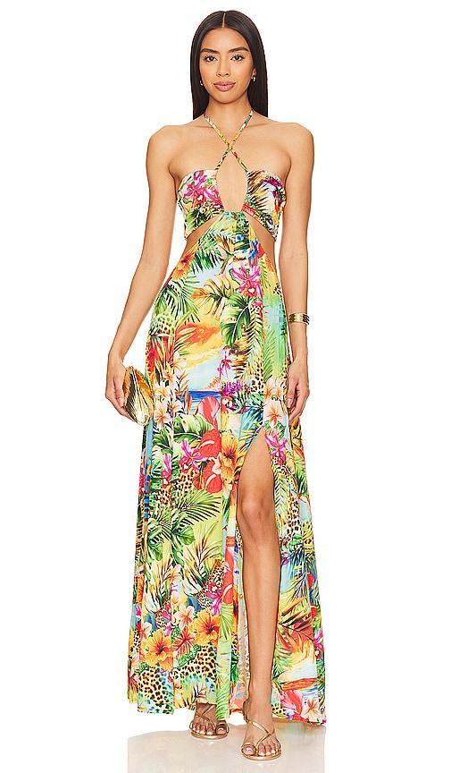 Birds Of Paradise Bandeau Cut Out Front Slit Dress Luli Fama Product Image
