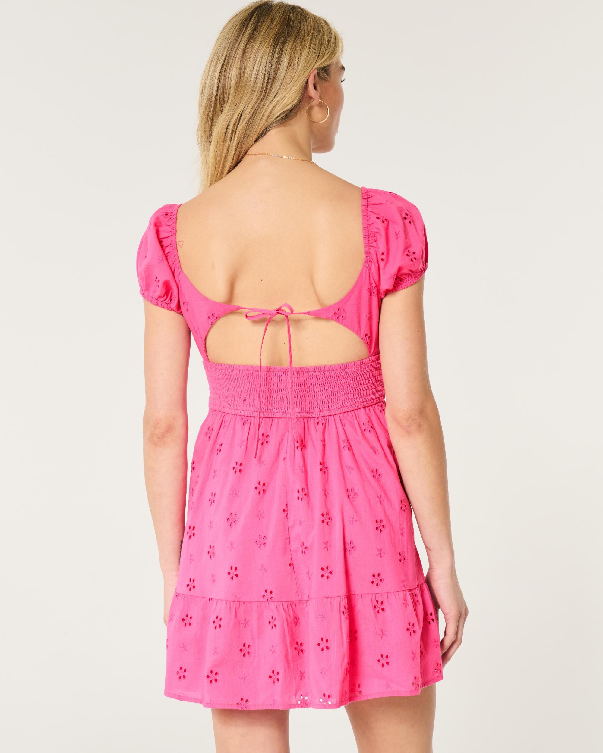 Short-Sleeve Channeled Waist Mini Dress Product Image