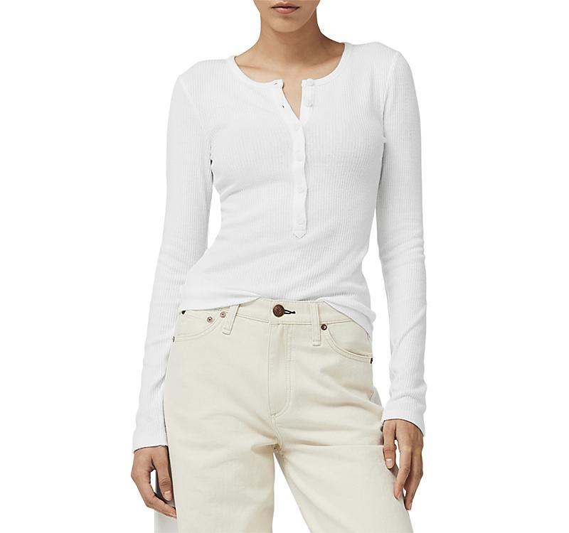 Womens Rib-Knit Henley Shirt Product Image