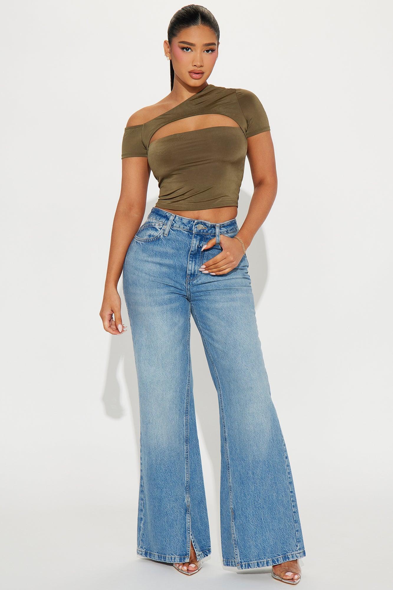 Gimme More One Shoulder Top - Olive Product Image