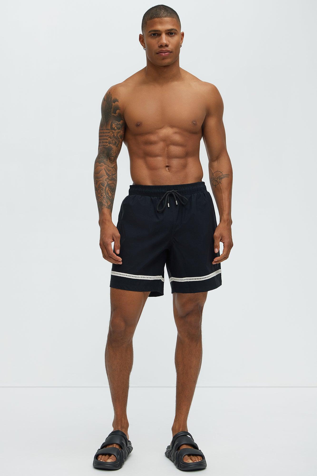 Coastal Applique Swim Classic Trunk - Black Product Image