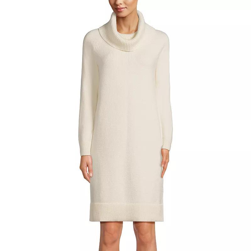 Women's Lands' End Cozy Lofty Cowlneck Sweater Dress, Size: Large, Vicuna Grey Product Image